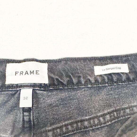 Frame Le Garçon Crop Wilkinson Destruct Charcial Denjm Jeans Size 32 - Picture 6 of 8